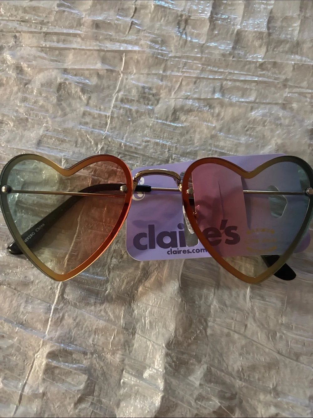 Claire's Heart-Shaped Sunglasses - Orange, Green, Blue Gradient